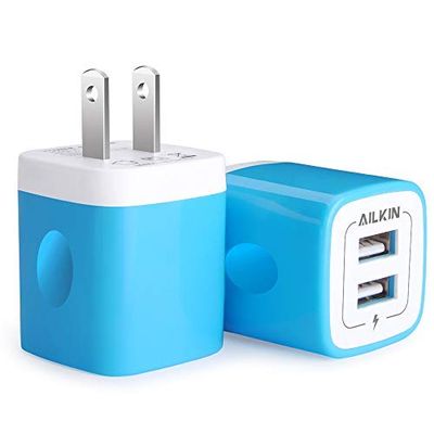 USB Wall Charger, [2-Pack] 5V/2.1AMP AILKIN 2-Port USB Home Charger Block