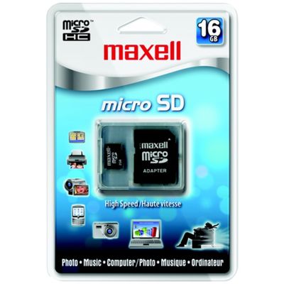 Maxell 16 GB Class 2 Micro SDHC Flash Memory Card with Adapter 502003
