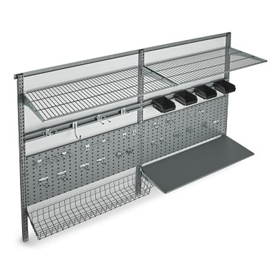 Triton Products 1740 Storability LocBoard Wall Mount Storage System 66-Inch L by 63-Inch H with 2 LocBoards, LocHook Assort, 2 Wire Shelves, Steel Shelf with Mounting Hardware