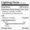 Satco Products S3767 120-Volt 25CA10 Medium Base Frost Light Bulb view 3