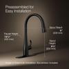 KOHLER 596-BL Simplice Kitchen Sink Faucets with Pull Down Sprayer, 3-Spray Design, Matte Black Kitchen Faucets, High Arch view 3