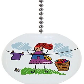 Stick Woman Laundry Solid Ceramic Fan Pull