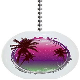 Pink and Purple Tropical Sunset Solid Ceramic Fan Pull