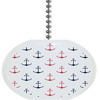 Red and Blue Anchor Pattern Solid Ceramic Fan Pull