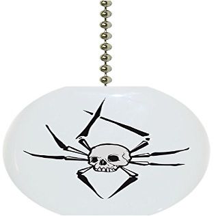 Spider Skull Solid Ceramic Fan Pull
