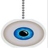 Blue Eyeball Solid Ceramic Fan Pull view 1