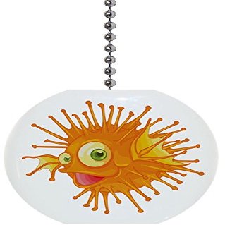 Puffer Fish with Big Eye Blowfish Solid Ceramic Fan Pull