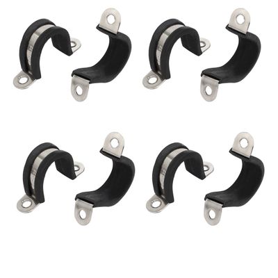 uxcell 8pcs 22mm Dia Rubber Lined U Shaped Pipe Clip Hose Clamp