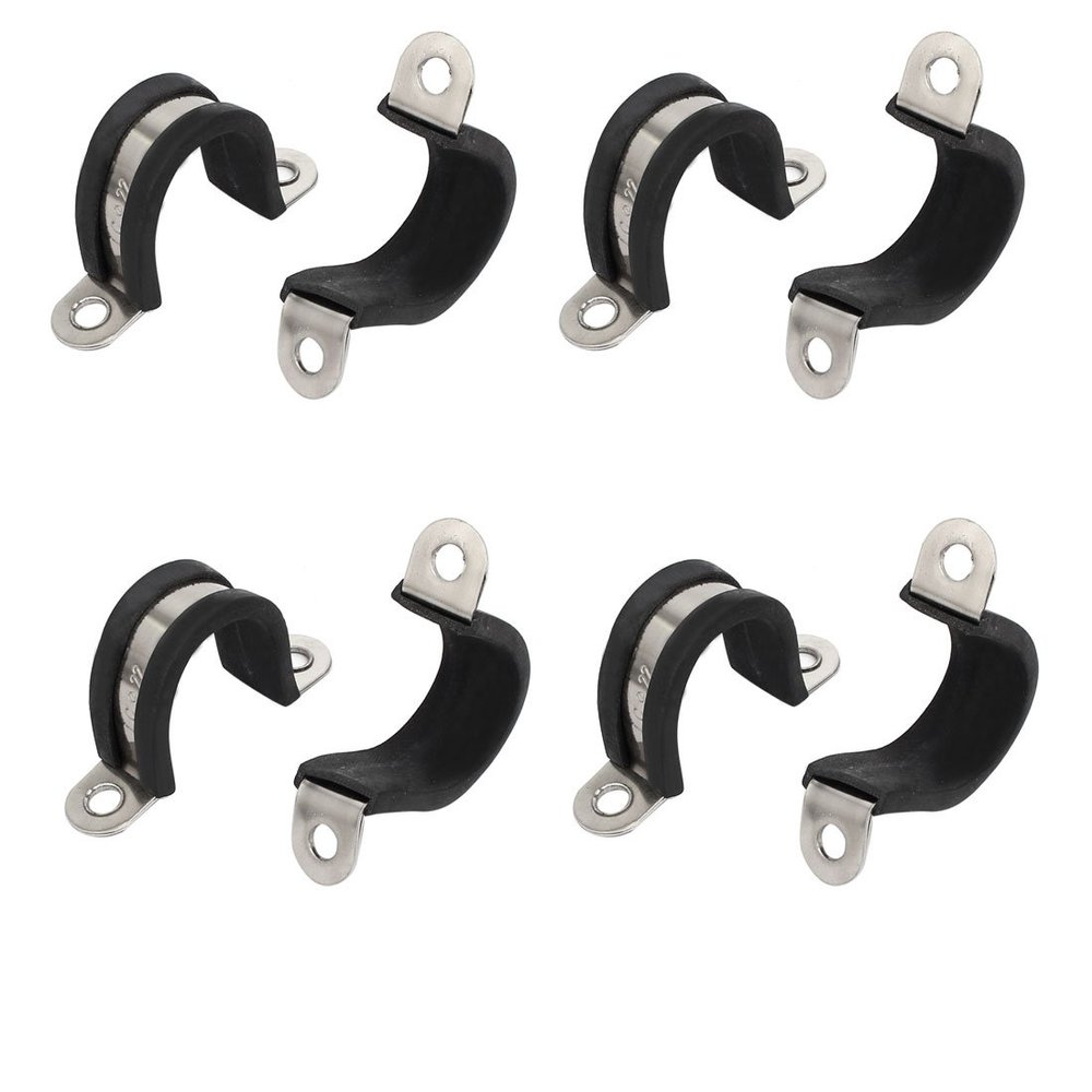uxcell 8pcs 22mm Dia Rubber Lined U Shaped Pipe Clip Hose Clamp