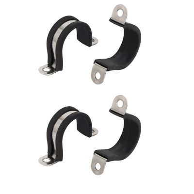 uxcell 4pcs 25mm Dia Rubber Lined U Shaped 304 Stainless Steel Pipe Clip