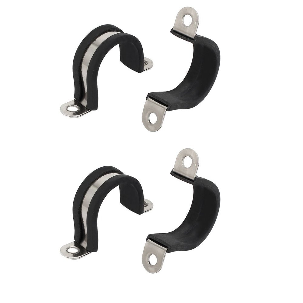 uxcell 4pcs 25mm Dia Rubber Lined U Shaped 304 Stainless Steel Pipe Clip