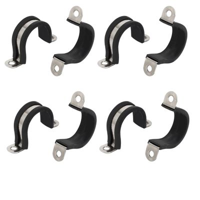 uxcell 8pcs 25mm Dia Rubber Lined U Shaped 304 Stainless Steel Pipe Clip