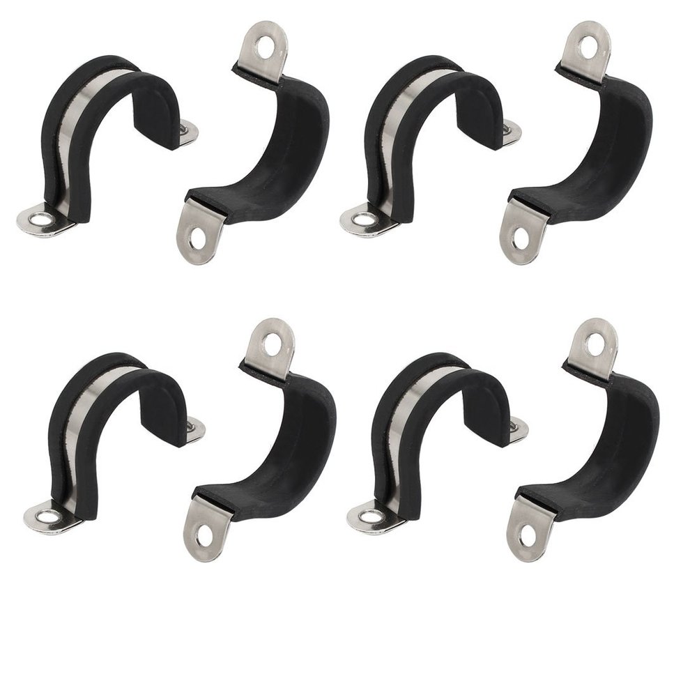 uxcell 8pcs 25mm Dia Rubber Lined U Shaped 304 Stainless Steel Pipe Clip