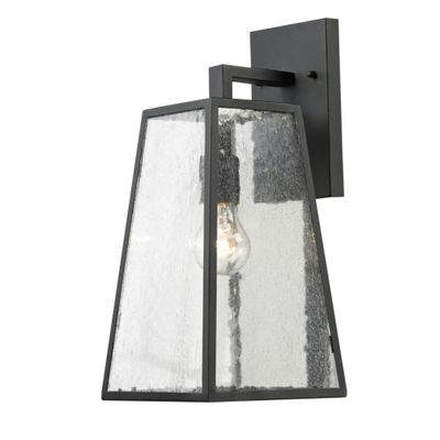Elegant Lighting LDOD2201 15" One Light Wall Lantern, Matte Black Finish with Clear Seedy Glass