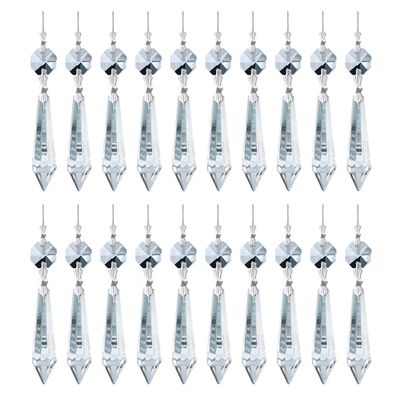 20 Pcs 55mm Clear Crystal Icicle Prisms Chandelier Hanging Lamp Decor