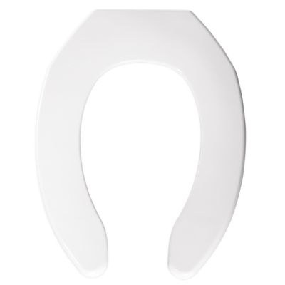 BEMIS 1055 Commercial Open Front Plastic Toilet Seat, Heavy Duty Industrial Seat without Lid for Long Lasting Use, Elongated, White