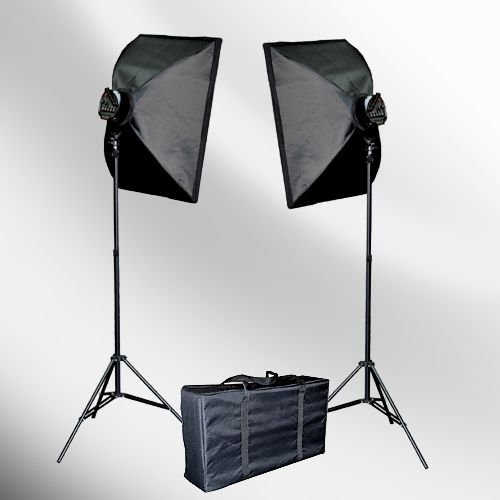 ePhoto 2000 WATT Digital Photography Lighting Studio Portrait Video Continuous Softbox Lighting Kit Light Set + Carrying Case - 2 Light Stands, 2 Softboxes, 2 Light Heads,10 Photo Bulbs VL9026s