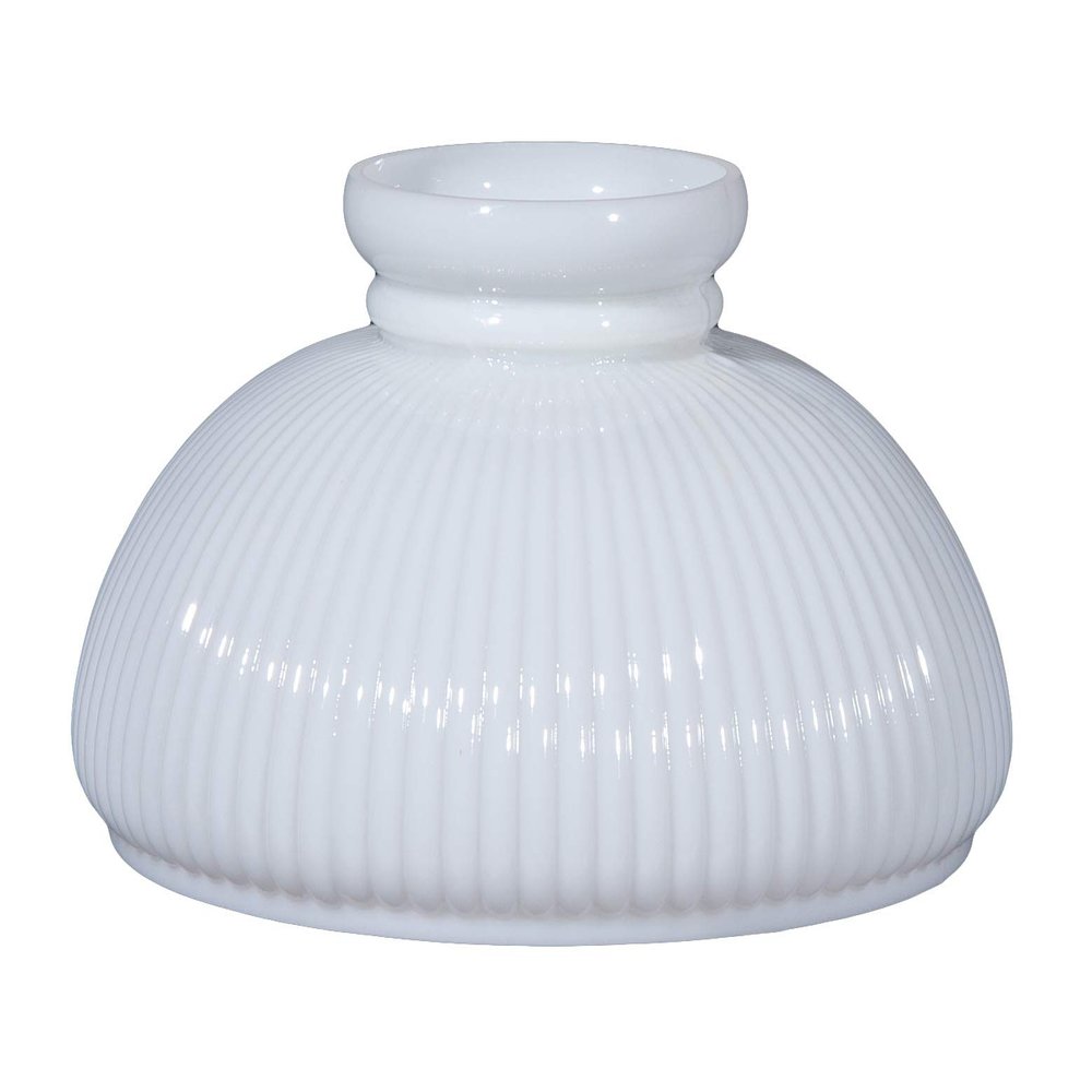 B&P Lamp 10 Inch Diameter Opal Glass Student Shade With Ribbed Design And A Low Top