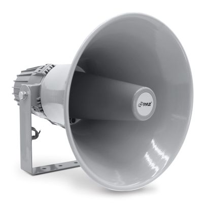 Indoor Outdoor PA Horn Speaker - 12.7 Inch 60 W Compact Loud Sound Megaphone w/ 400Hz-5KHzz Frequency, 16 Ohm, 70V/100V Transformer, Mounting Bracket Hardware, For 70V/100V Audio System - Pyle PHSP12