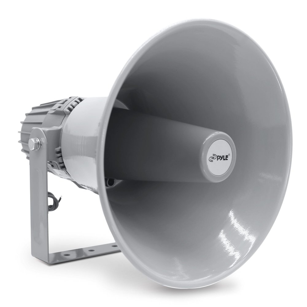 Indoor Outdoor PA Horn Speaker - 12.7 Inch 60 W Compact Loud Sound Megaphone w/ 400Hz-5KHzz Frequency, 16 Ohm, 70V/100V Transformer, Mounting Bracket Hardware, For 70V/100V Audio System - Pyle PHSP12