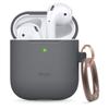 elago Silicone Case with Keychain Compatible with Apple AirPods Case 1 & 2, Front LED Visible, Supports Wireless Charging, Protective Silicone [Dark Grey] view 1