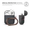 elago Silicone Case with Keychain Compatible with Apple AirPods Case 1 & 2, Front LED Visible, Supports Wireless Charging, Protective Silicone [Dark Grey] view 3