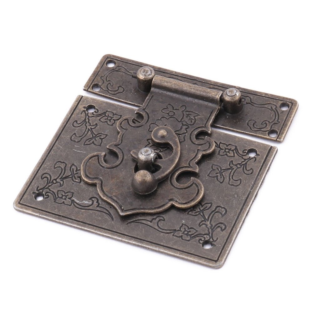 uxcell Set Jewelry Box Vintage Style Lock Latch 84mmx83mm Bronze Tone