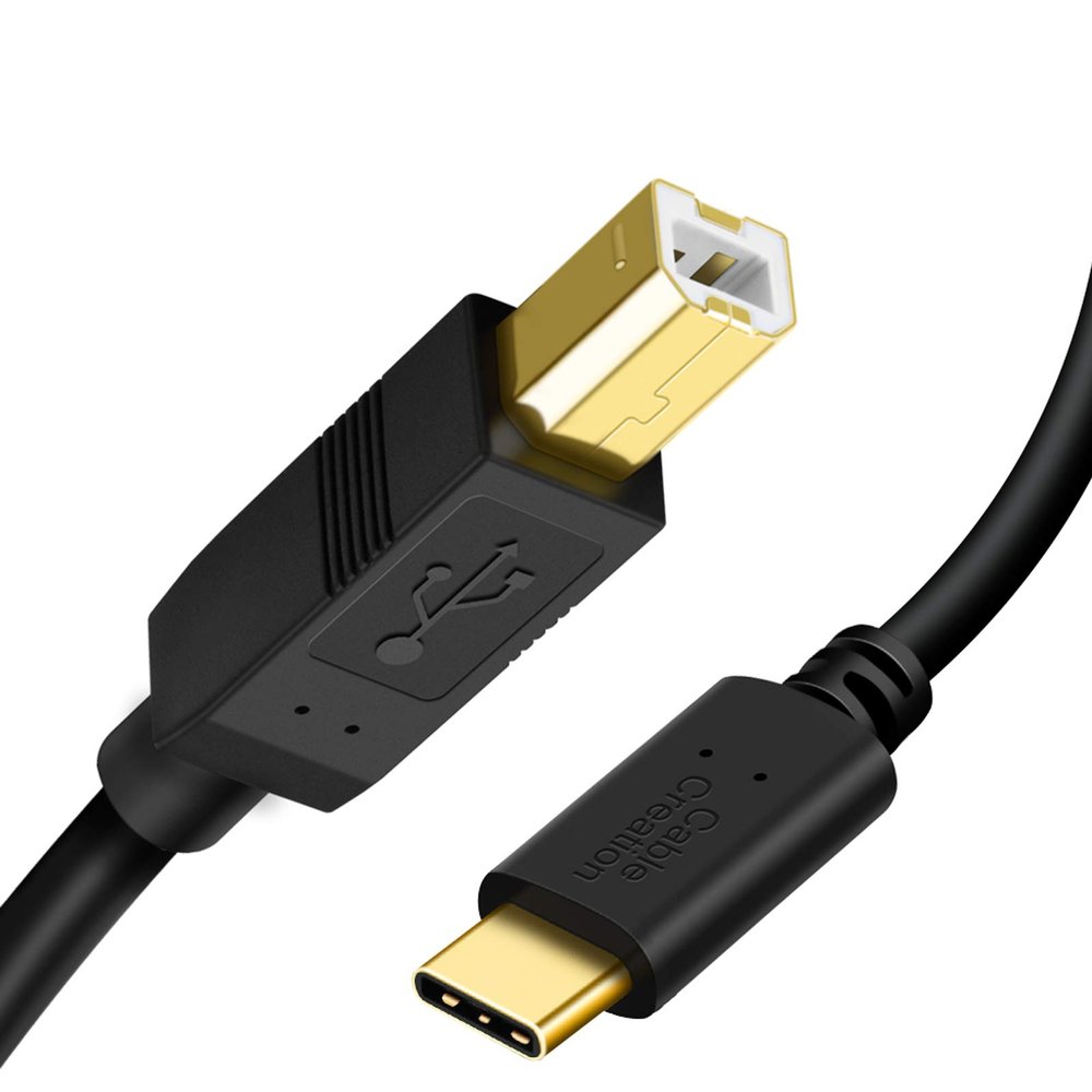 CableCreation USB B to USB C Printer Cable 6.6FT, Type B to Type C Printer Cord for MacBook Pro, Air, MIDI Cable for Yamaha Casio Digital Piano, MIDI Keyboard, DJ Controller, DAC to iPad - 2M, Black