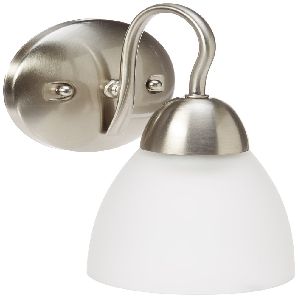 Boston Harbor A2242-73L 6429807 Dimmable Vanity Light Fixture, (1) 60/13 W, Medium, A19/Cfl Lamp, Brushed Nickel