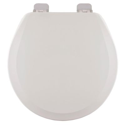 Centoco Wooden Toilet Seat Round, Closed Front with Cover, Residential, Chrome Hinge, Made in the USA, 700CH-001, White
