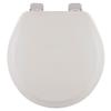 Centoco Wooden Toilet Seat Round, Closed Front with Cover, Residential, Chrome Hinge, Made in the USA, 700CH-001, White view 1