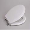 Centoco Wooden Toilet Seat Round, Closed Front with Cover, Residential, Chrome Hinge, Made in the USA, 700CH-001, White view 3
