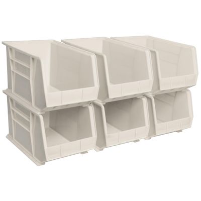 Akro-Mils 30260 AkroBins Plastic Storage Bins, 18"x11"x10", Stone, 6-Pack