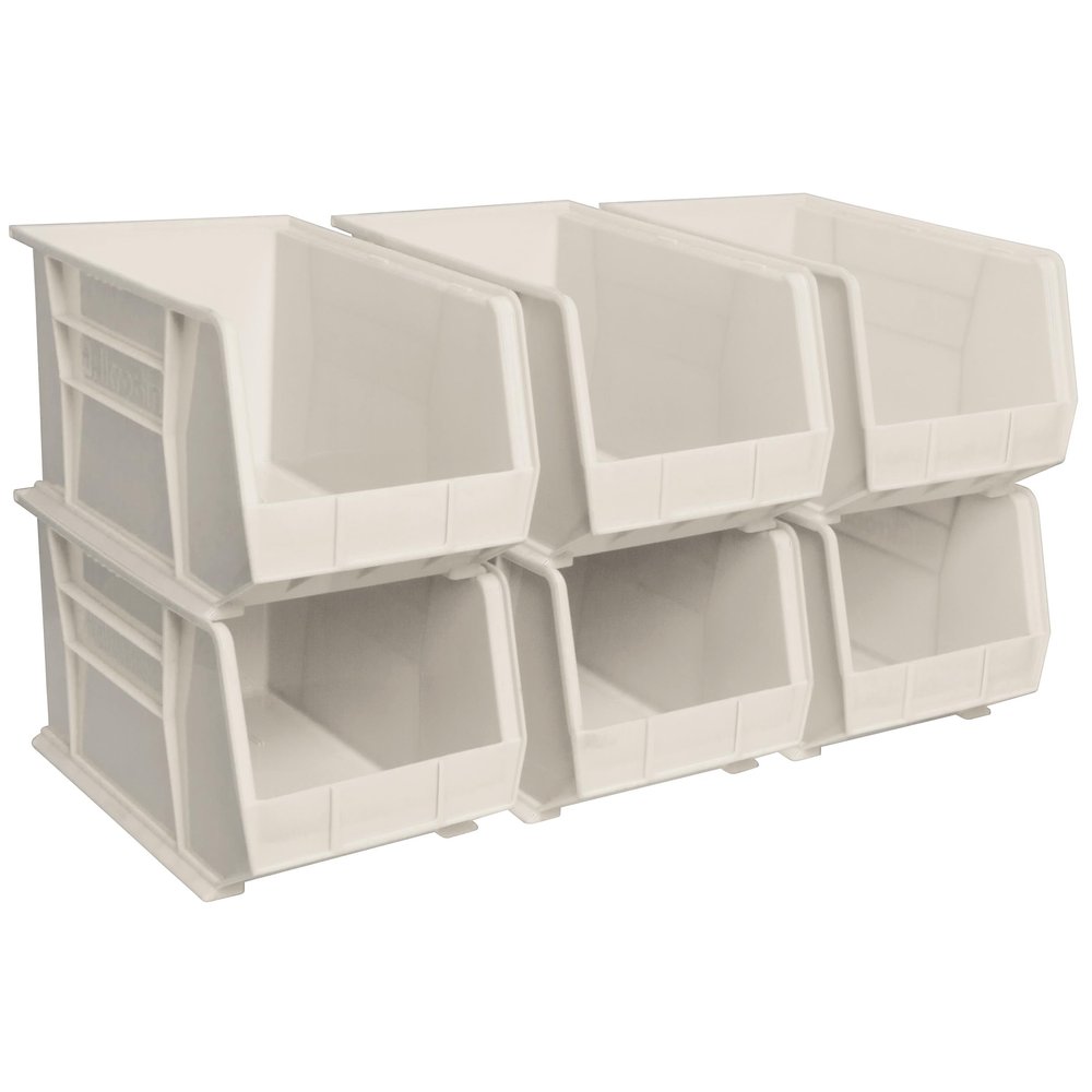 Akro-Mils 30260 AkroBins Plastic Storage Bins, 18"x11"x10", Stone, 6-Pack