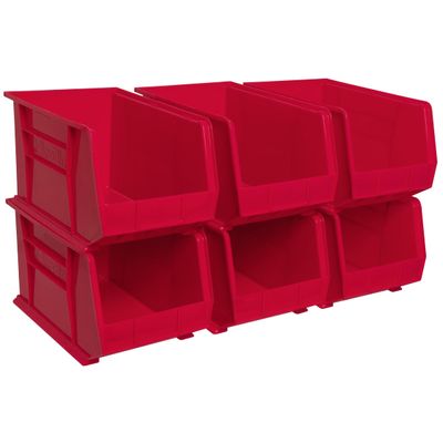 Akro-Mils 30260 AkroBins Plastic Storage Bins, 18"x11"x10", Red, 6-Pack