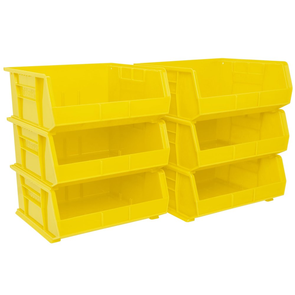 Akro-Mils 30250 AkroBins Plastic Storage Bin Hanging Stacking Containers, (15-Inch x 16-Inch x 7-Inch), Yellow, (6-Pack)