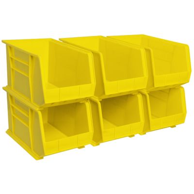 Akro-Mils 30260 AkroBins Plastic Storage Bin Hanging Stacking Containers, (18-Inch x 11-Inch x 10-Inch), Yellow, (6-Pack)