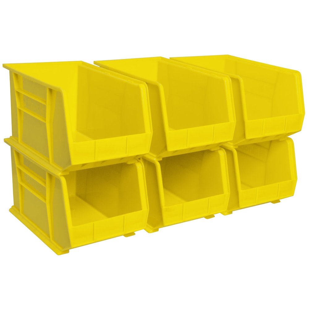 Akro-Mils 30260 AkroBins Plastic Storage Bin Hanging Stacking Containers, (18-Inch x 11-Inch x 10-Inch), Yellow, (6-Pack)