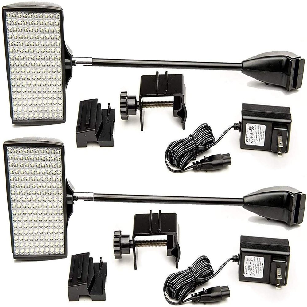 HitLights LED Trade Show Lights, 2 Packs LED Display 12V DC Lights, Pop-Up Halogen Replacement, Includes UL Power Supply and Mounting Hardware (C-Clamp-Black)
