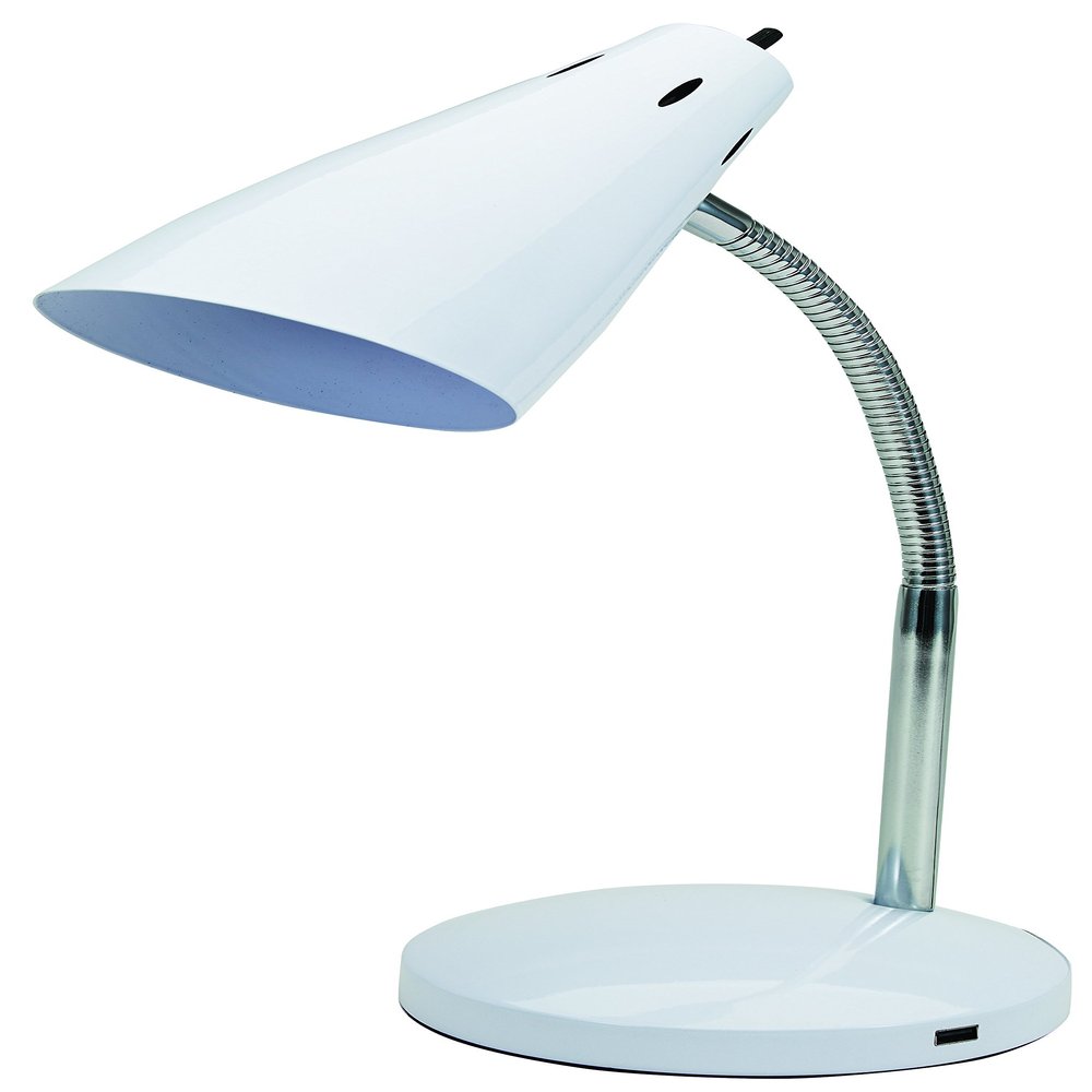 V- Light Adjustable Desk Task Lamp, White (VS150002W)