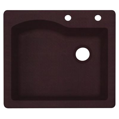 Swanstone QZ02522SB.170-2C 2-Hole Granite Kitchen Sink, 22" x 25", Espresso