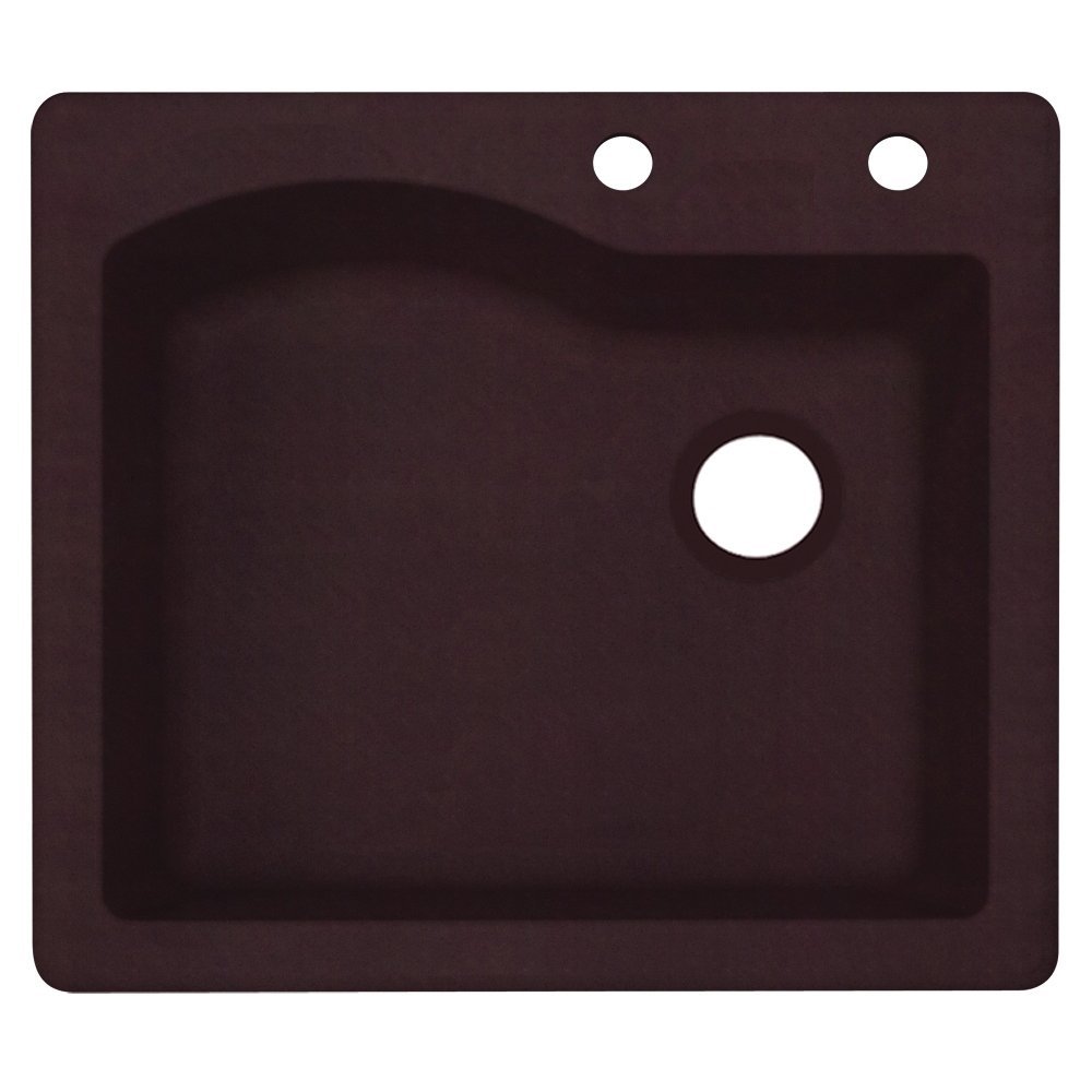 Swanstone QZ02522SB.170-2C 2-Hole Granite Kitchen Sink, 22" x 25", Espresso