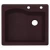 Swanstone QZ02522SB.170-2C 2-Hole Granite Kitchen Sink, 22" x 25", Espresso view 1