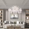 Maxax 18 Lights Crystal Chandelier, Modern Pendant Light Fixture Hanging Raindrop, Chain Adjustable Ceiling Lighting, E12 Base, for Dining Room Hallway Kitchen, Chrome view 3