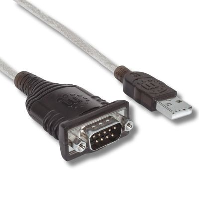 Manhattan USB to RS232 Serial Adapter Converter  Long 18 Inch Cable Cord, 24 AWG - Connects Serial Device to a USB Port, FTDI Chipset, Compatible with Window, Linux, Mac  3 Year Mfg Warranty205153