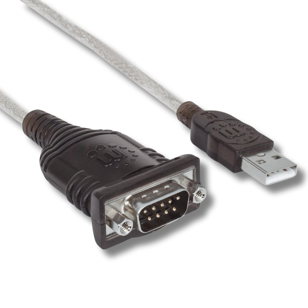 Manhattan USB to RS232 Serial Adapter Converter  Long 18 Inch Cable Cord, 24 AWG - Connects Serial Device to a USB Port, FTDI Chipset, Compatible with Window, Linux, Mac  3 Year Mfg Warranty205153