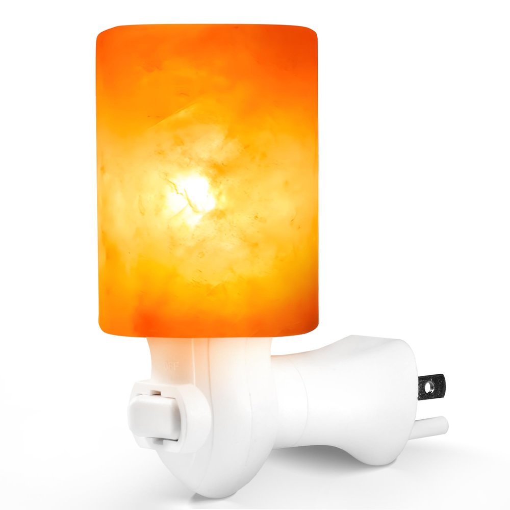 Betus Natural Crystal Himalayan Salt Wall Lamp - Air Purifying Night Light - 360 Rotatable Plug 7W Bulb - Cylindrical