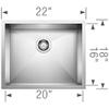 Precision R0 22" Single Bowl Undermount Stainless Steel Kitchen Sink view 2