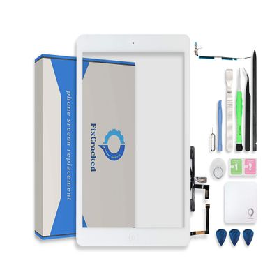Fixcracked for Touch Screen Replacement Parts Digitizer Glass Assembly Ipad Air 1st + WiFi Antenna Cable and Professional Tool Kit (White)