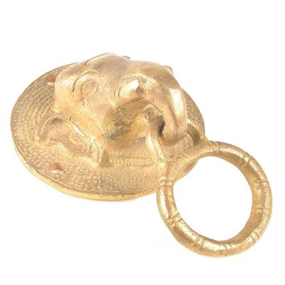 IndianShelf 1 Piece Multicolor Brass Elephant Face Door Knocker